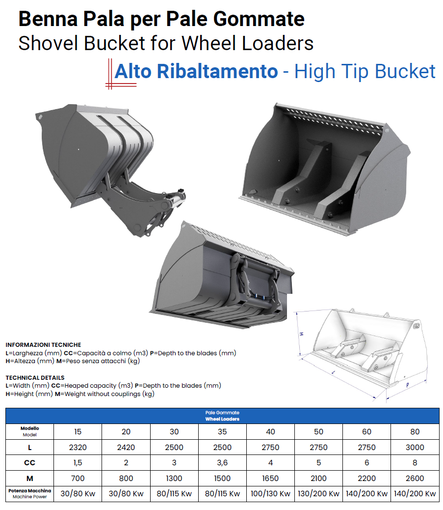 Benna Pala Alto Ribaltamento per Pale Gommate Scheda 2